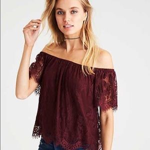 American Eagle off the shoulder lace top